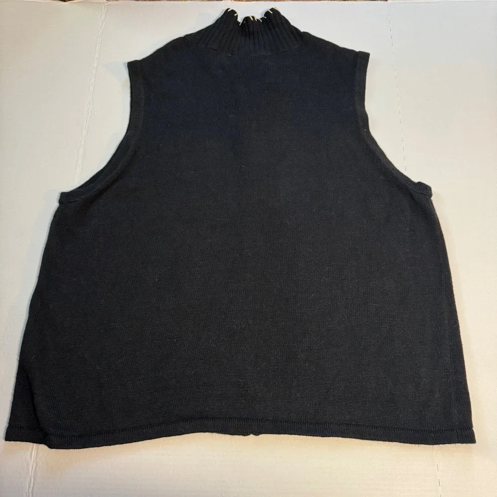 Vtg‎ BLAIR Womens Black Zipper Front Holiday Vest XL Oversized Xmas Christmas - Picture 2 of 6